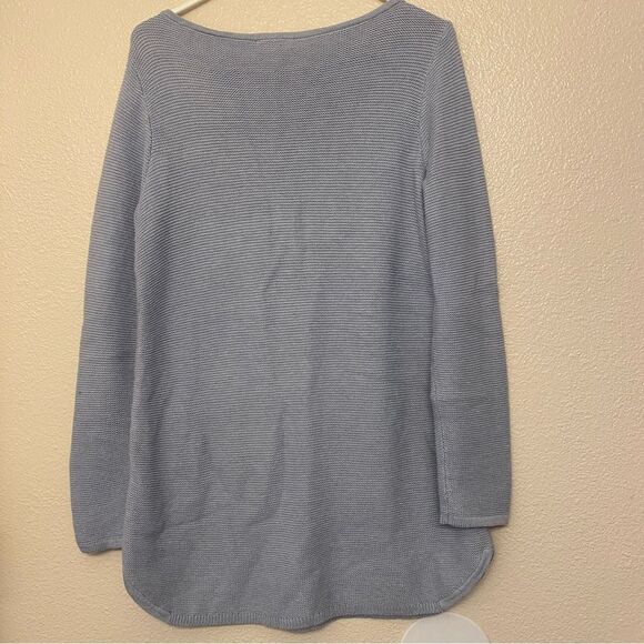J. Jill light blue long tunic sweater round hem sweater scoop neck waffle knit S - Picture 2 of 7
